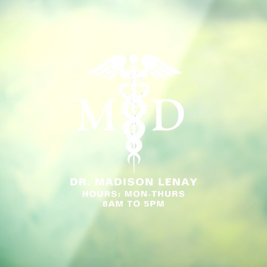 Aangepaste Medisch Arts MD Caduceus Werkuren Raamsticker (Vel 3)