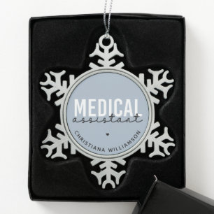 Aangepaste medische assistent Clinical Assistant Tin Sneeuwvlok Ornament