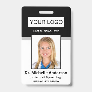 Aangepaste medische medewerker Zwarte foto-identit Badge