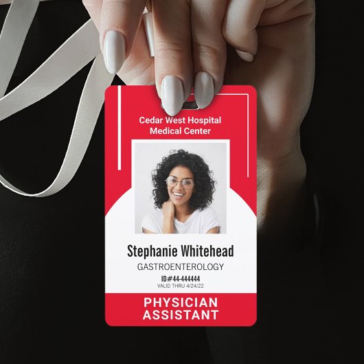Aangepaste medische personeelsfoto ID Rood Badge