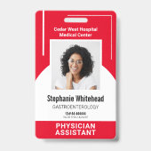 Aangepaste medische personeelsfoto ID Rood Badge (Voorzijde)
