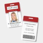 Aangepaste medische Professional Red Photo Identit Badge (Voor- en achterkant)