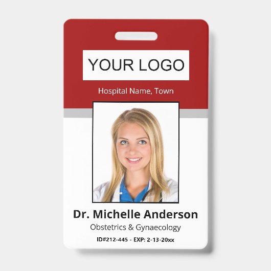 Aangepaste medische Professional Red Photo Identit Badge (Voorkant)