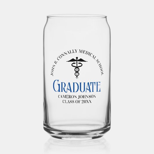 Aangepaste Medische School Afstuderen Herdenking Blikvorm Glas (Voorkant)