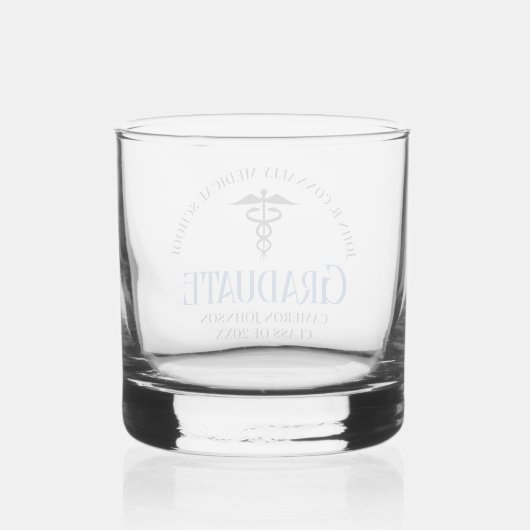 Aangepaste Medische School Afstuderen Herdenking Whisky Glas (Achterkant)