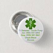 Aangepaste medische waarschuwing Button groen (Voorkant /achterkant)