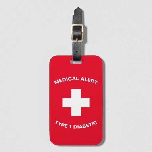 Aangepaste medische waarschuwing Diabetisch Bagagelabel (Voorkant (verticaal))