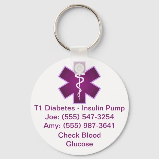 Aangepaste medische waarschuwing Sleutelhanger Paa (Voorkant)