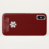 Aangepaste medische waarschuwing Telefoon Case-Mate iPhone Case (Achterkant (horizontaal))