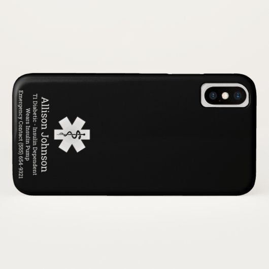 Aangepaste medische waarschuwing Telefoon Case-Mate iPhone Case (Achterkant (horizontaal))