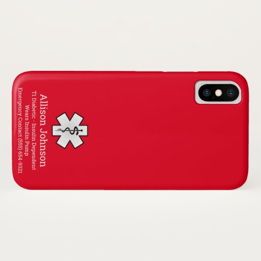 Aangepaste medische waarschuwing Telefoon Case-Mate iPhone Case (Achterkant (horizontaal))