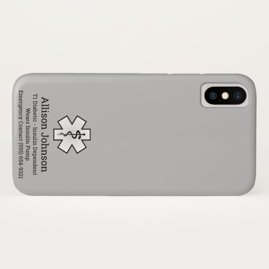 Aangepaste medische waarschuwing Telefoon Case-Mate iPhone Case (Achterkant (horizontaal))