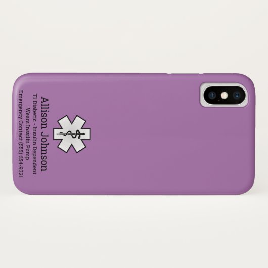 Aangepaste medische waarschuwing Telefoon Case-Mate iPhone Case (Achterkant (horizontaal))