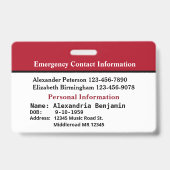 Aangepaste medische waarschuwingskaart badge (Achterkant)