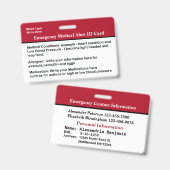 Aangepaste medische waarschuwingskaart badge (Voor- en achterkant)
