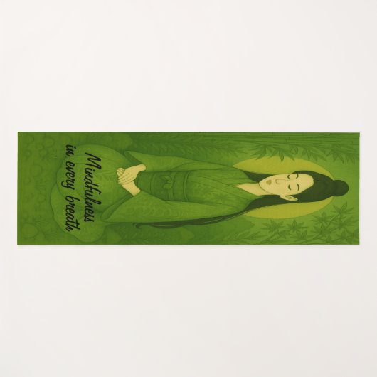 Aangepaste Meditatie Kunst Mindfulness Zen Groen Yogamat (Voorkant (horizontaal))