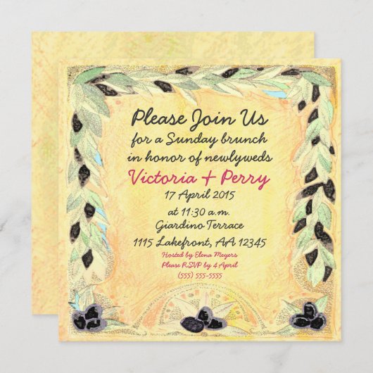 Aangepaste mediterrane olijfolie en gele luis - kaart (Voorkant / Achterkant)