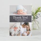 Aangepaste meervoudige foto's Chalkboard Baby Boy  Bedankkaart (Staand voorkant)