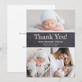 Aangepaste meervoudige foto's Chalkboard Baby Boy  Bedankkaart (Voorkant / Achterkant)