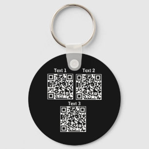 Aangepaste meervoudige Qr-code zwarte minimalistis Sleutelhanger