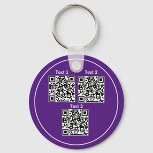 Aangepaste meervoudige Qr-code zwarte minimalistis Sleutelhanger