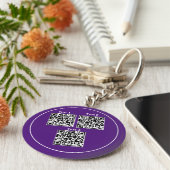 Aangepaste meervoudige Qr-code zwarte minimalistis Sleutelhanger (Zijkant)