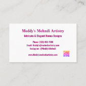 Aangepaste Mehndi Artist Visitekaartje met QR-code (Achterkant)