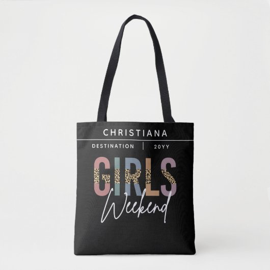Aangepaste meiden Weekend Cheetah Print Girls trip Tote Bag (Voorkant)