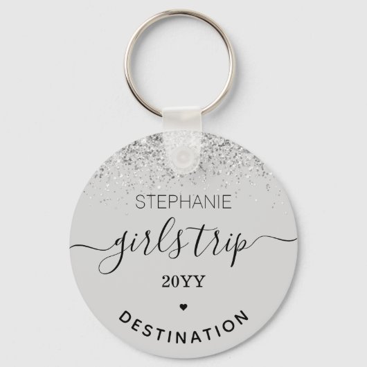 Aangepaste meidenreis | Girls Weekend Glitter Conf Sleutelhanger (Voorkant)