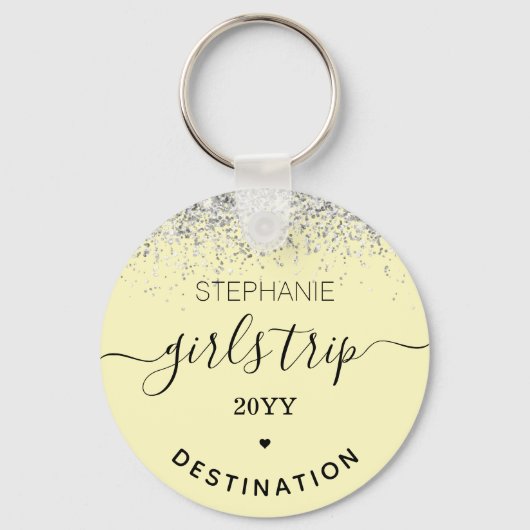 Aangepaste meidenreis | Girls Weekend Glitter Conf Sleutelhanger (Voorkant)