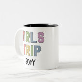 Aangepaste meidenreis meiden weekend vakantie uits tweekleurige koffiemok (Voorkant links)