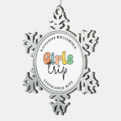 Aangepaste meidenreis | Vakantie van het weekend v Tin Sneeuwvlok Ornament (Rechts)