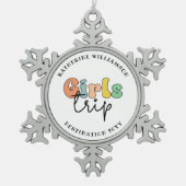 Aangepaste meidenreis | Vakantie van het weekend v Tin Sneeuwvlok Ornament (Voorkant)