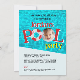 Aangepaste Meisje Foto Verjaardag Zwembadfeest Kaart
