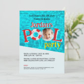 Aangepaste Meisje Foto Verjaardag Zwembadfeest Kaart (Staand voorkant)