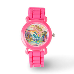 Aangepaste Meisjes Regenboog Natuur Naam Horloge
