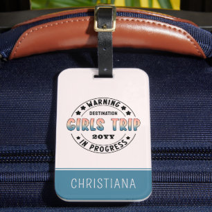 Aangepaste meisjes reis in voortgang Gradiënt Grap Bagagelabel