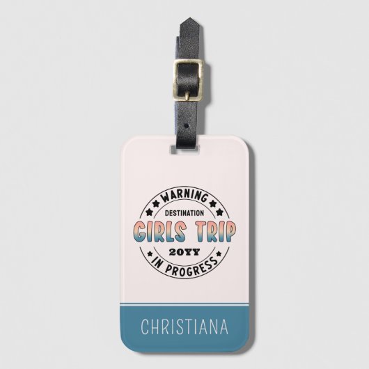 Aangepaste meisjes reis in voortgang Gradiënt Grap Bagagelabel (Voorkant (verticaal))