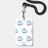 Aangepaste meisjes verjaardagsfeestje rollerbladen badge (Achterkant met lanyard)