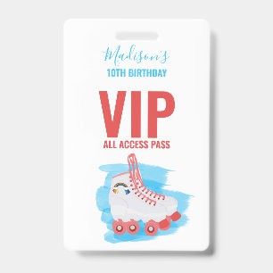 Aangepaste meisjes verjaardagsfeestje rollerbladen badge
