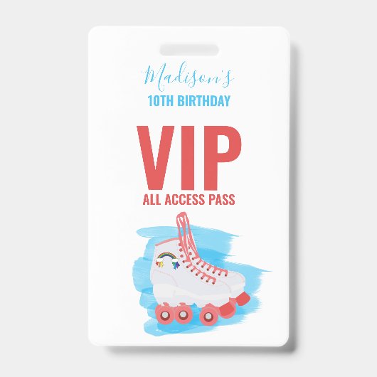 Aangepaste meisjes verjaardagsfeestje rollerbladen badge (Voorzijde)