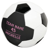 Aangepaste meisjes voetbal roze zwart naam nummer (Drie kwart)