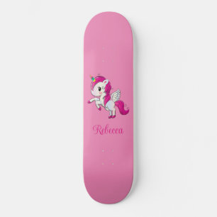 Aangepaste meisjesachtige glinsterende roze eenhoo persoonlijk skateboard