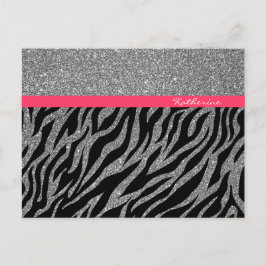 Aangepaste meisjesachtige glitters zilverkleurige briefkaart