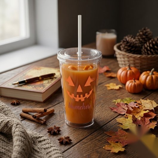 Aangepaste Meisjesachtige Jack O Lantern Pompoen H Acryl Drinkbeker