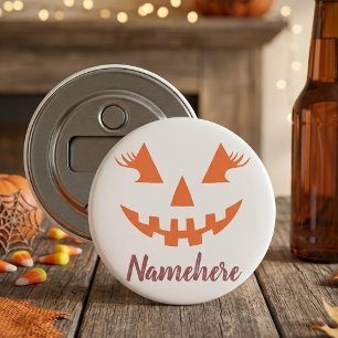 Aangepaste Meisjesachtige Jack O Lantern Pompoen H Button Flesopener