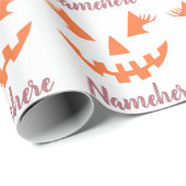 Aangepaste meisjesachtige Jack O Lantern Pompoen H Cadeaupapier (Rol Hoek)