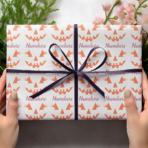 Aangepaste meisjesachtige Jack O Lantern Pompoen H Cadeaupapier