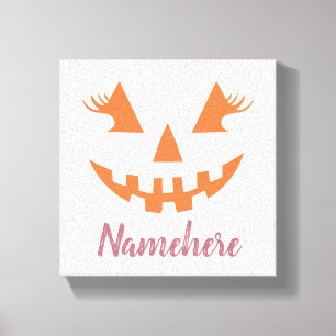 Aangepaste Meisjesachtige Jack O Lantern Pompoen H Canvas Afdruk