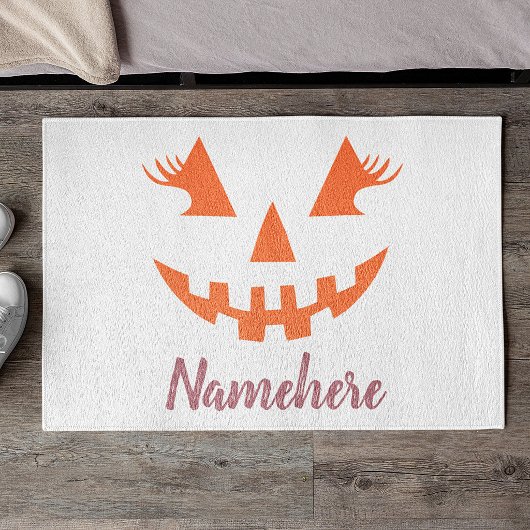 Aangepaste meisjesachtige Jack O Lantern Pompoen H Deurmat